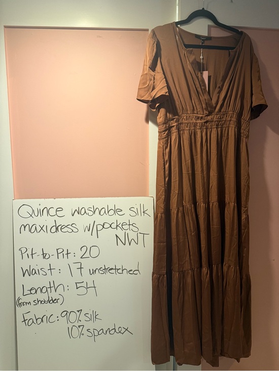 Quince Dresses & Skirts - Quince Washable Silk Maxi Dress Copper Brown NWT